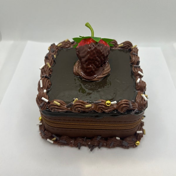 Triple chocolate strawberry fake cake jewelry box