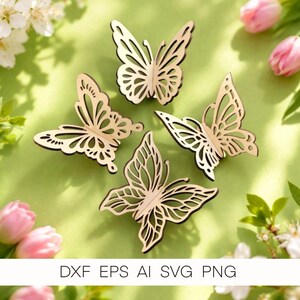 3D-fjärils-SVG-paket för laserskärning | Layered Wood Butterfly Laserfil DXF | 3D-väggkonst Glowforge-filer | Digital nedladdning för kommersiellt bruk