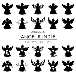 Engel ornament set SVG | Lasergesneden engel | Engel png svg eps dxf | Laser engel-svg | Kerstornamenten svg | Engel stencil sjablonen svg