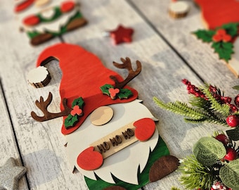 3D Christmas Gnome bundle | Wooden Gnome on a Stand | New Year figurine Xmas gnome laser cut file Svg, Dxf, Eps | Winter Gnome ornaments Svg