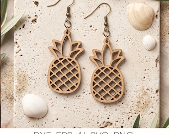 Pineapple Earrings SVG for Laser Cut | Glowforge Earring File DXF | Tropical Earrings Template | Commercial Use Wood Summer Jewelry Design