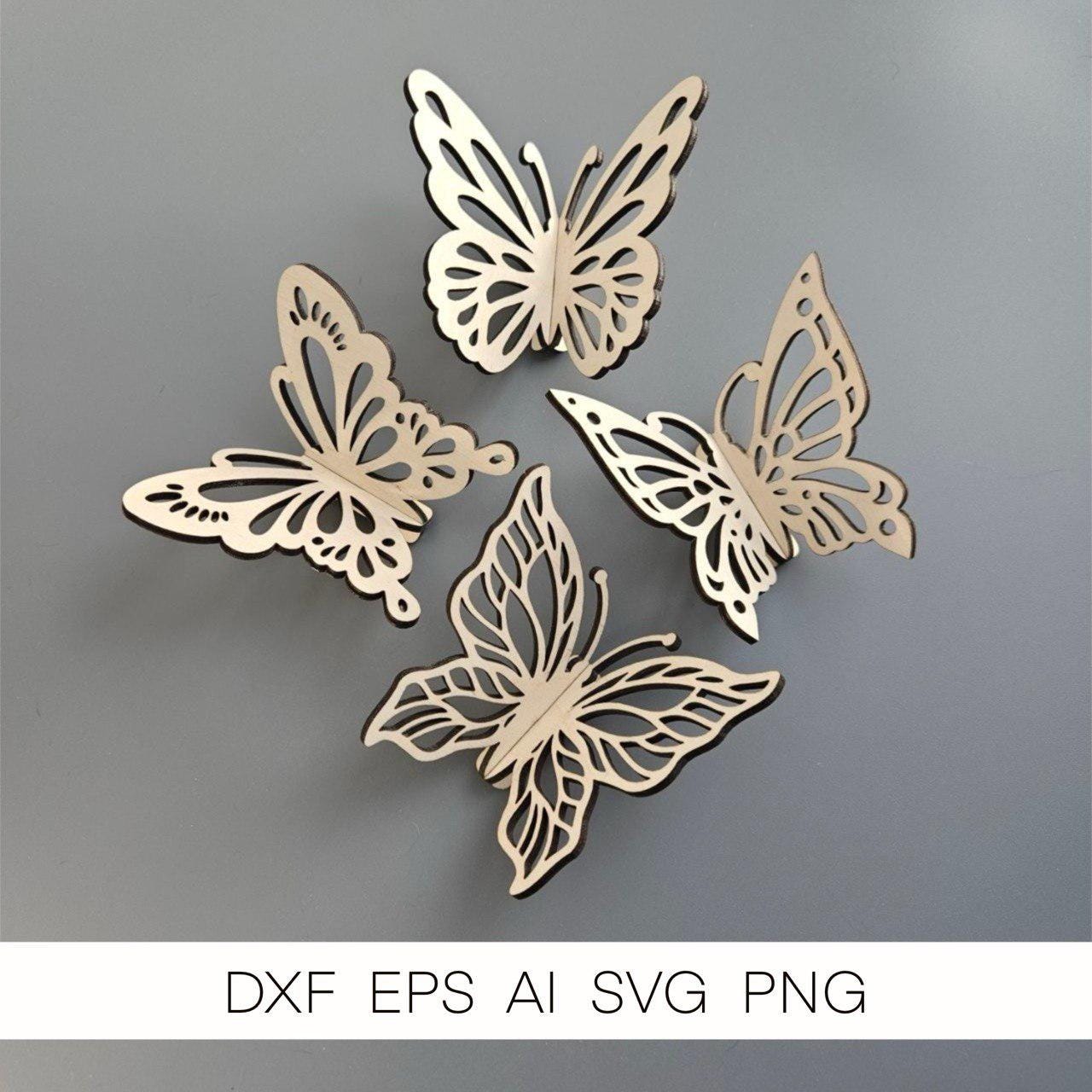 15 Butterfly SVG Bundle for Laser Cut | 3D Butterfly Svg, Dxf, Eps, Png ...