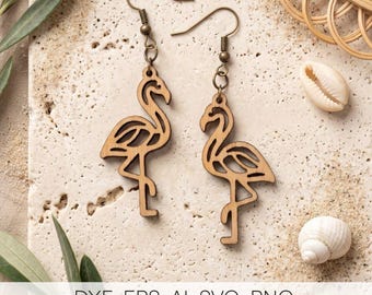 Flamingo Earrings SVG | Laser Cut Files for Earrings | Glowforge Files Wood | Wooden Earrings SVG | Laser Cut Earrings Jewelry DXF Commercia