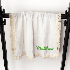 Personalized Name Baby Muslin Throw Blanket, Custom Baby Blanket, Gift For New Parent, Gift For Newborn, Baby Girl Quilt, Baby Shower Gift