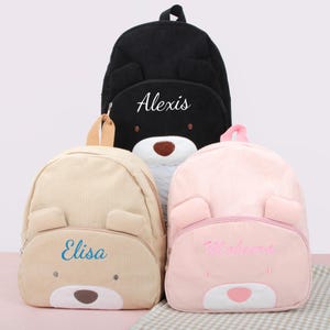 Sac à dos en velours côtelé avec nom monogramme enfant, sac à dos personnalisé pour garderie pour tout-petits, sacs d'école, retour à l'école, cadeau pour enfants