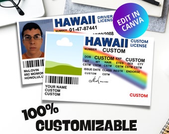 100% PERSONALIZED Mc Lovin ID | Custom SUPERBAD McLovin id card | Mclovin Drivers License | Editable Card | Edit in Canva