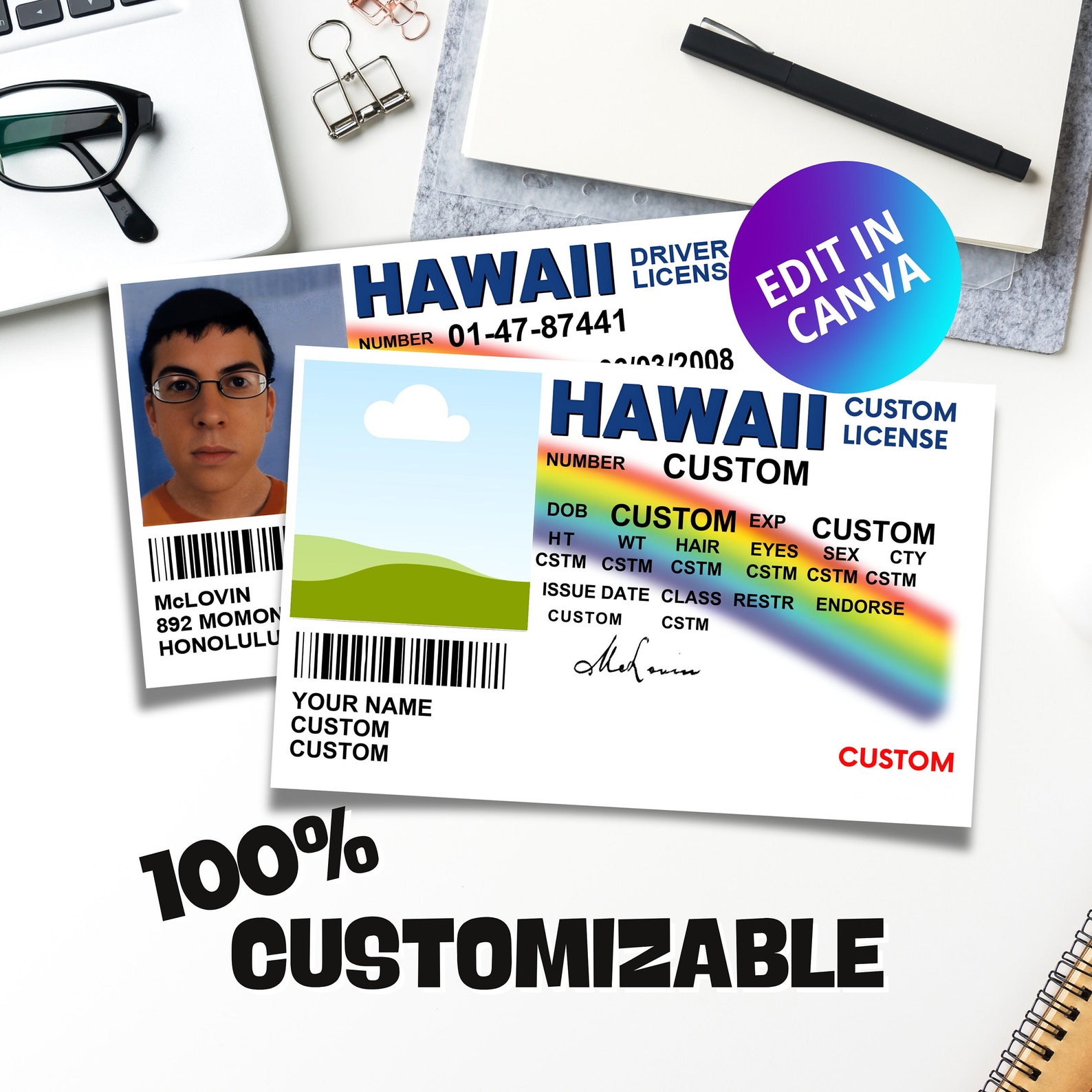 100% PERSONALIZED Mc Lovin ID Custom SUPERBAD Mclovin Id Card Mclovin 100% PERSONALIZED Mc Lovin ID Custom SUPERBAD Mclovin Id Card Mclovin