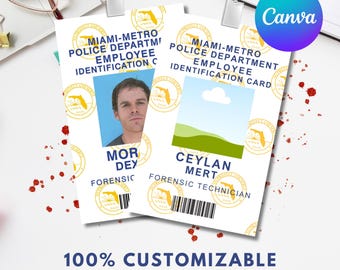 Personalized Dexter Miami-Metro ID Badge: Cosplay Prop, Editable in Canva (Digital Download