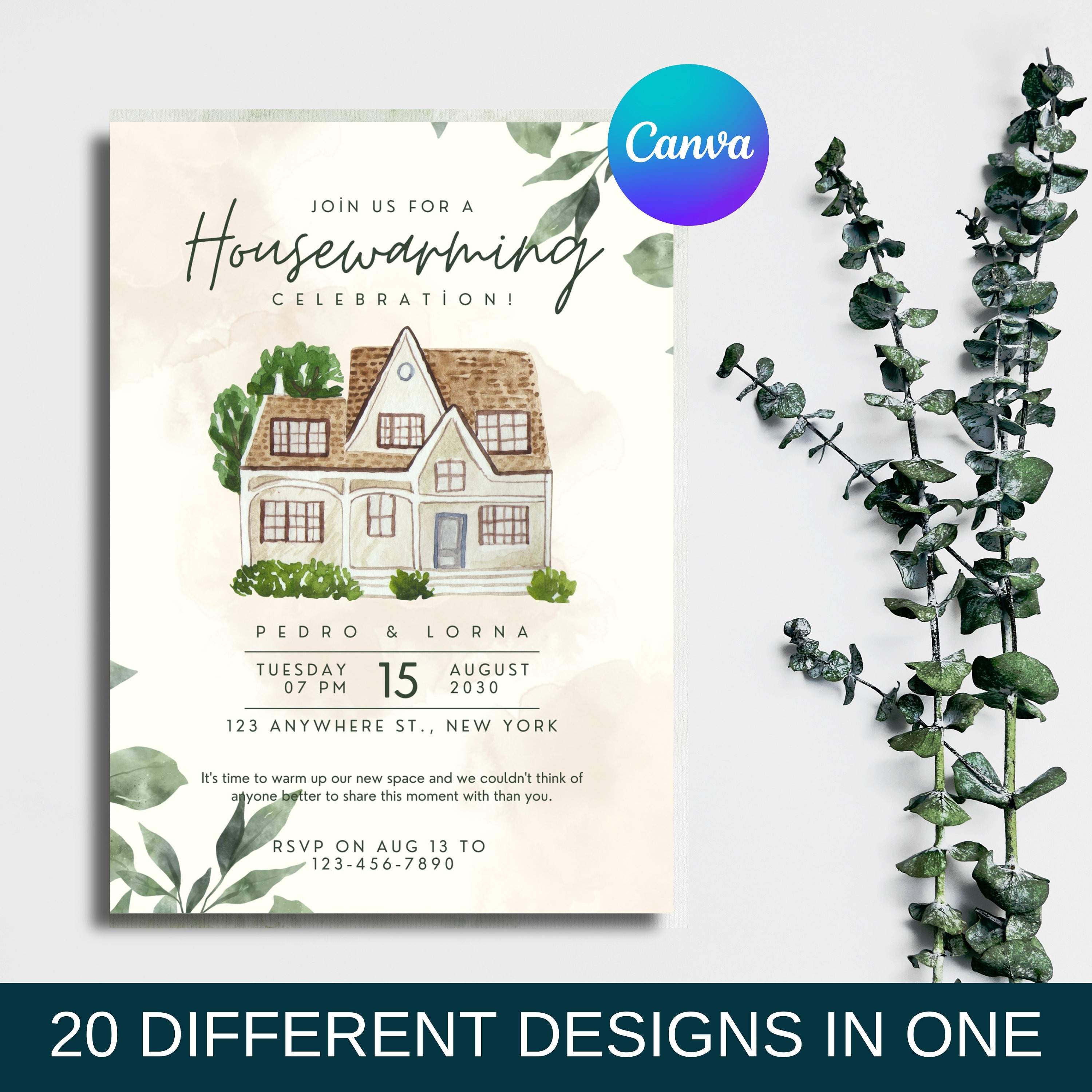 20 Editable Minimalist Housewarming Invitation: New Home Party Invite (Digital Template)