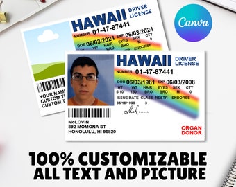 100% PERSONALIZED Mc Lovin ID Card | Custom SUPERBAD McLovin id card | Mclovin Drivers License | Editable Card | Edit in Canva |