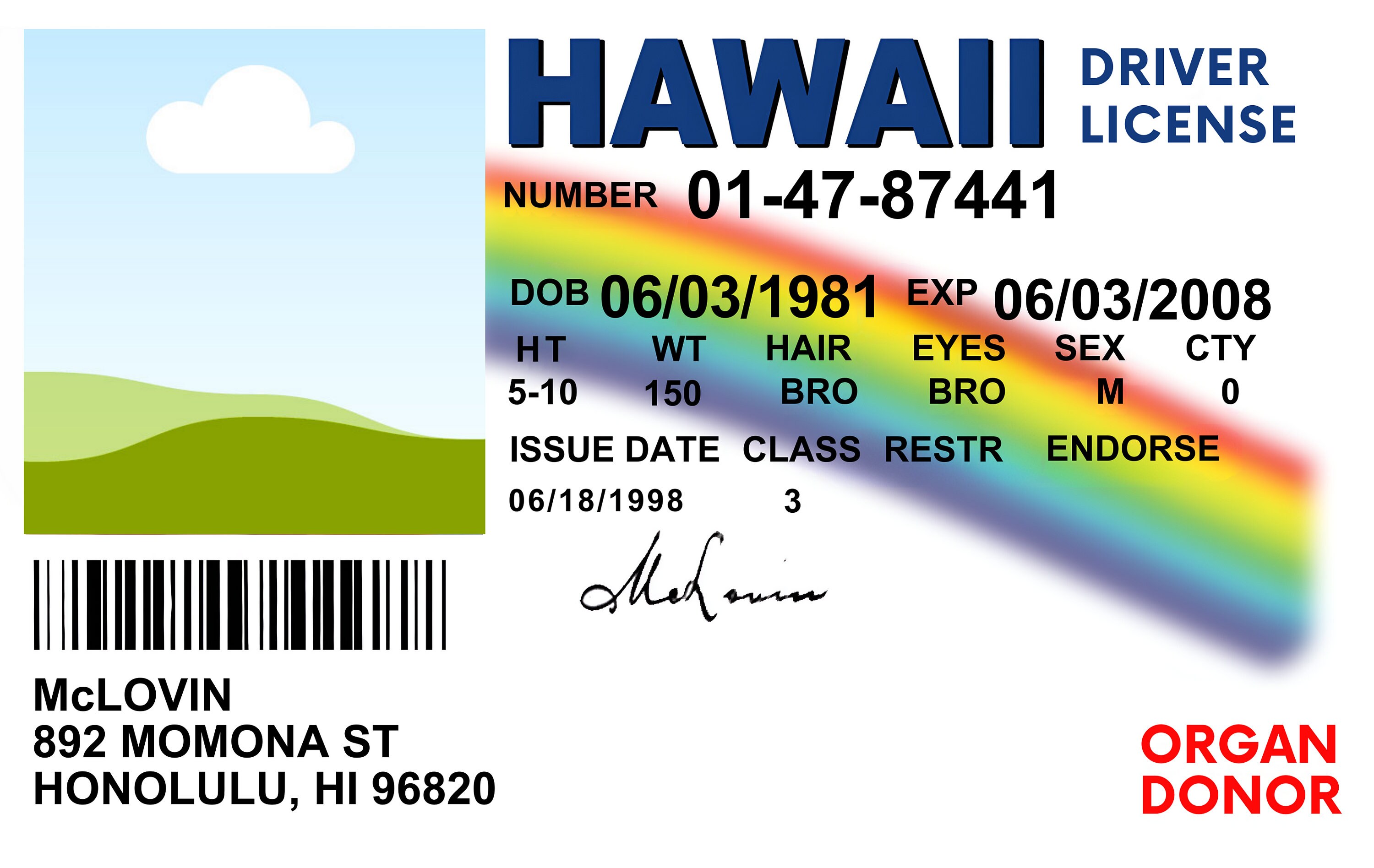 100 PERSONALIZED Mc Lovin ID Card Custom SUPERBAD Mclovin Id Card 100 PERSONALIZED Mc Lovin ID Card Custom SUPERBAD Mclovin Id Card