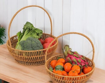 Fruit Basket | Storage Basket | Picnic Basket | Portable Basket | Rattan Basket | Kitchen Organizer | Snack Holder