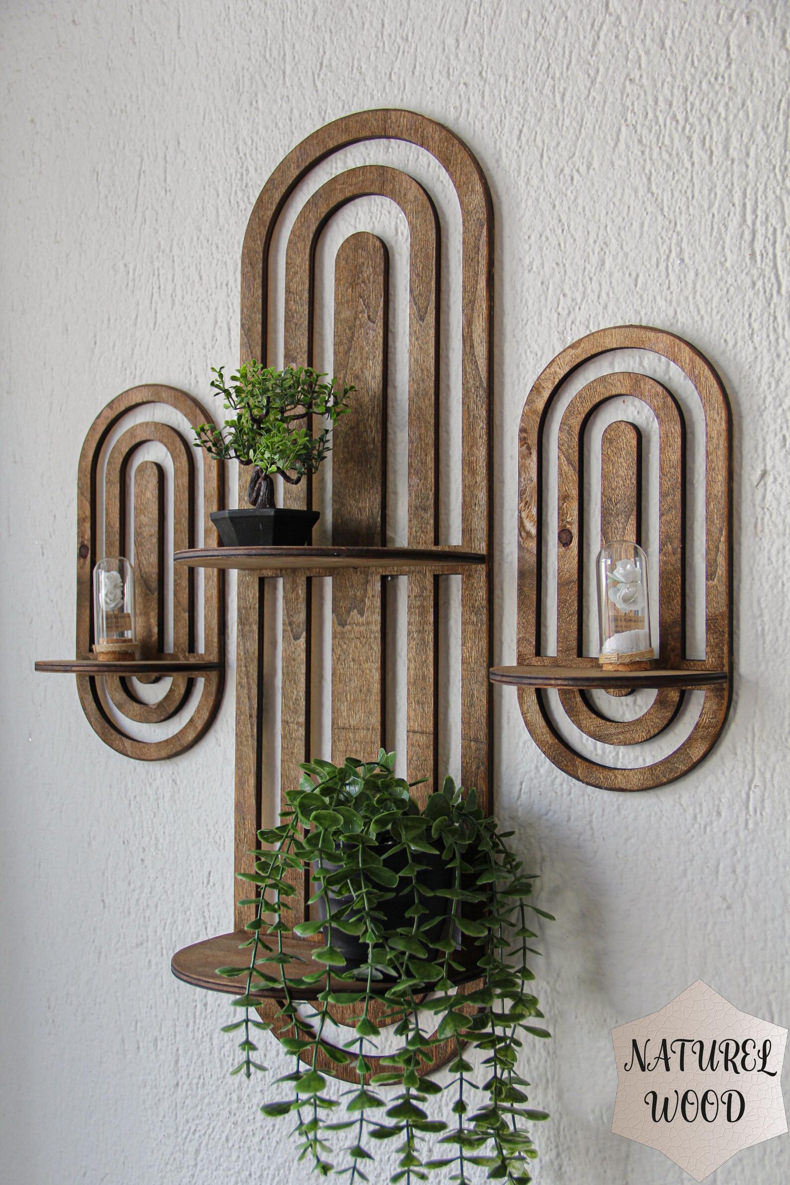 Arched Wood Wall Shelf in Mid-century Modern Style Walnut - Etsy