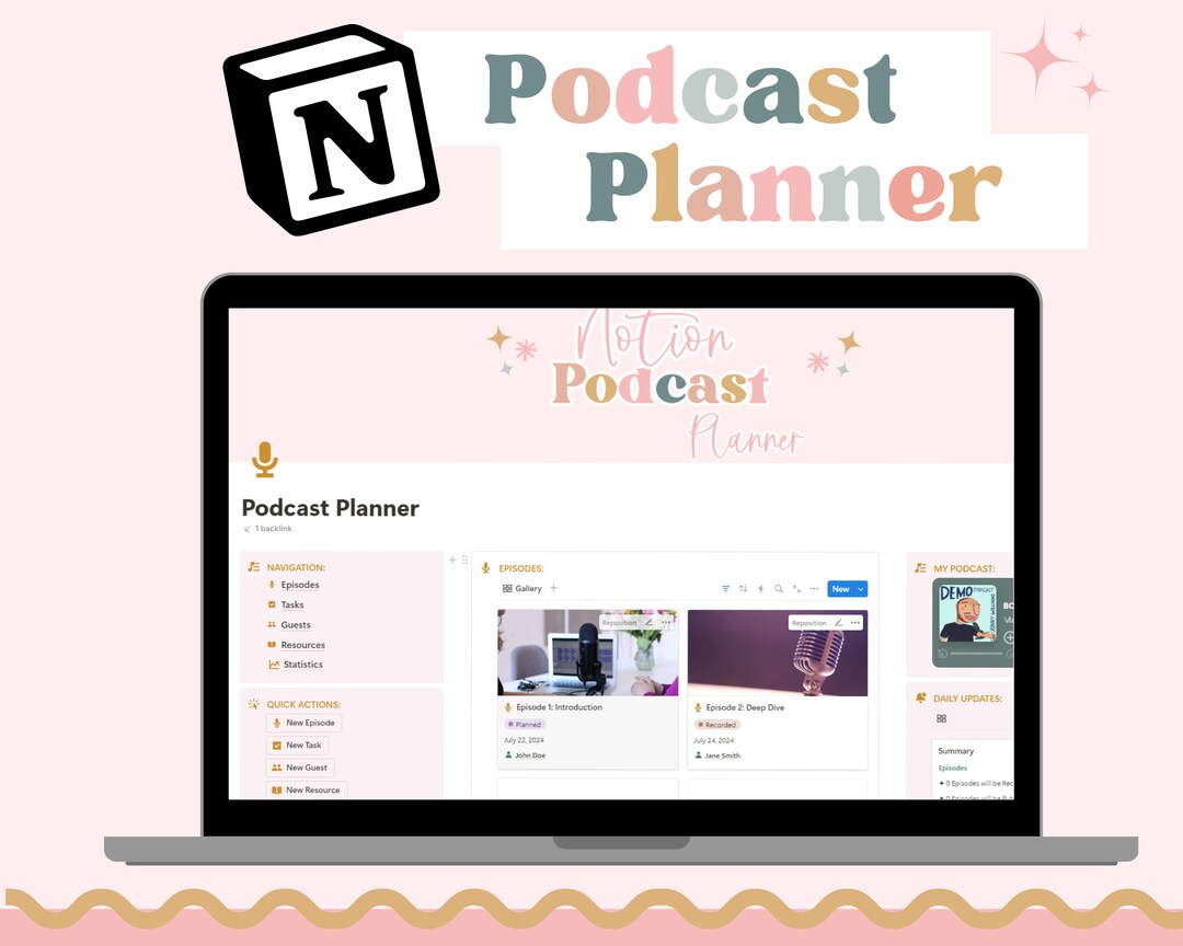 Podcast Template Notion Dashboard, Notion Template Podcast Planner ...