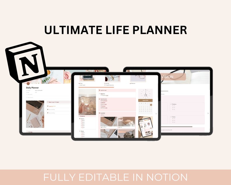 Notion Life Planner Template | Notion Dashboard |that Girl Aesthetic ...