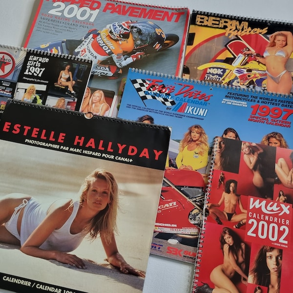 Ensemble Vintage de six Calendriers Pin-Up et Sportifs (1994-2002)