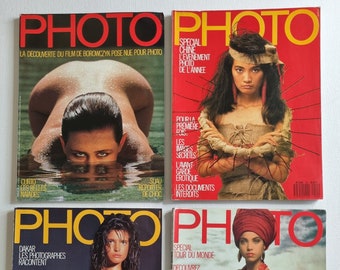 4 magazines pour adultes "Photo" 245, 246, 255, et 267 de 1989 et 1991, Beauté et Mystère L'Exploration Visuelle de PHOTO