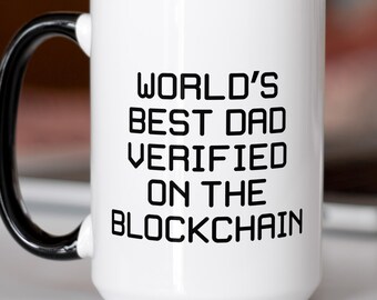 Bitcoin Dad Mug, Crypto Gift for Dad, Father's Day Gift, Funny Tech Mug, World's Best Dad Birthday Gift, Coffee Mug for Husband