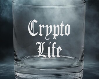 Crypto Life Whiskey Glass, Funny Trader Gift for Husband, Rocks Glass for Bitcoin Investor, Crypto Dad Birthday Gift, Mens Drinking Gifts