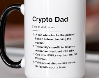 Crypto Dad Definition Mug, Bitcoin Mug for Dad, Funny Father's Day Gift, Tech Gifts for Dad, Coffee Mug for Husband, Dad Birthday Gift