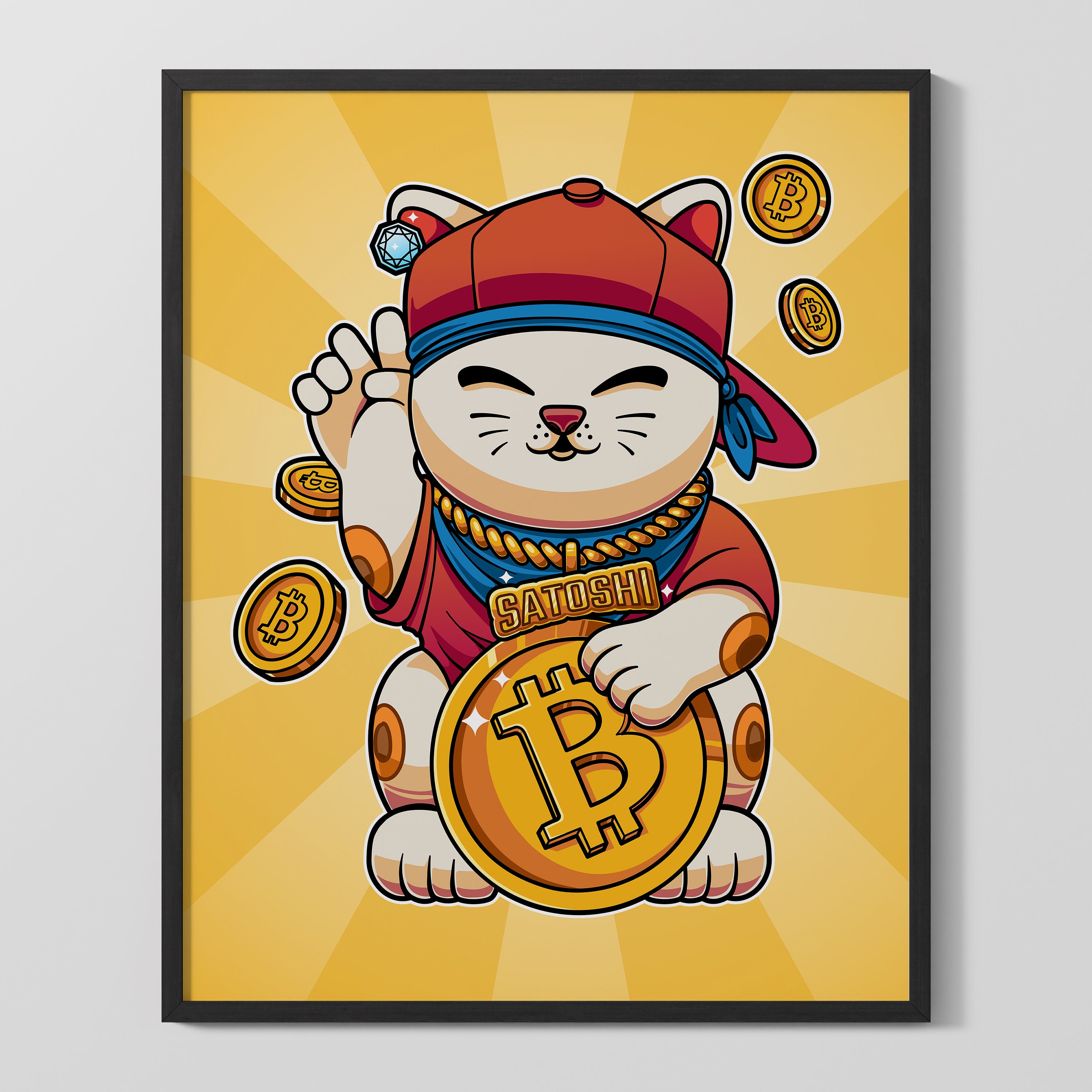 Satoshi Lucky Cat Bitcoin Poster, Crypto Wall Decor, Maneki Neko Bitcoin  Art Print, Original Crypto Art, Unique Gift for Bitcoin Lover - Etsy