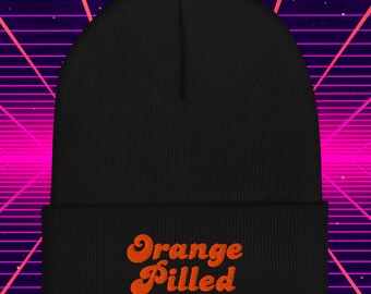Embroidered Bitcoin Beanie, Orange Pilled Hat, Crypto Gift for Girlfriend, Bitcoin Winter Accessories, Gifts for Her, Womens Crypto Apparel
