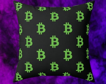 Bitcoin Throw Pillow, Crypto Investor Gift, Bitcoin Home Decor, Gift for Bitcoin Lovers, Crypto Man Cave Gift, Mens Pillows, Boyfriend Gift