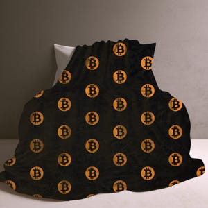 Bitcoin Sherpa Blanket, Gift for Bitcoin Lovers, Crypto Gifts for Him, Bitcoin Accessories, Cozy Xmas Gifts for Men, Investor Trader Gifts
