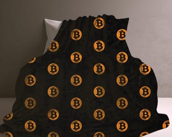 Bitcoin Sherpa Fleece Blanket, Crypto Investor Gift, Bitcoin Logo Throw Blanket, Cozy Bitcoin Home Decor, Christmas Gift for Bitcoin Lovers