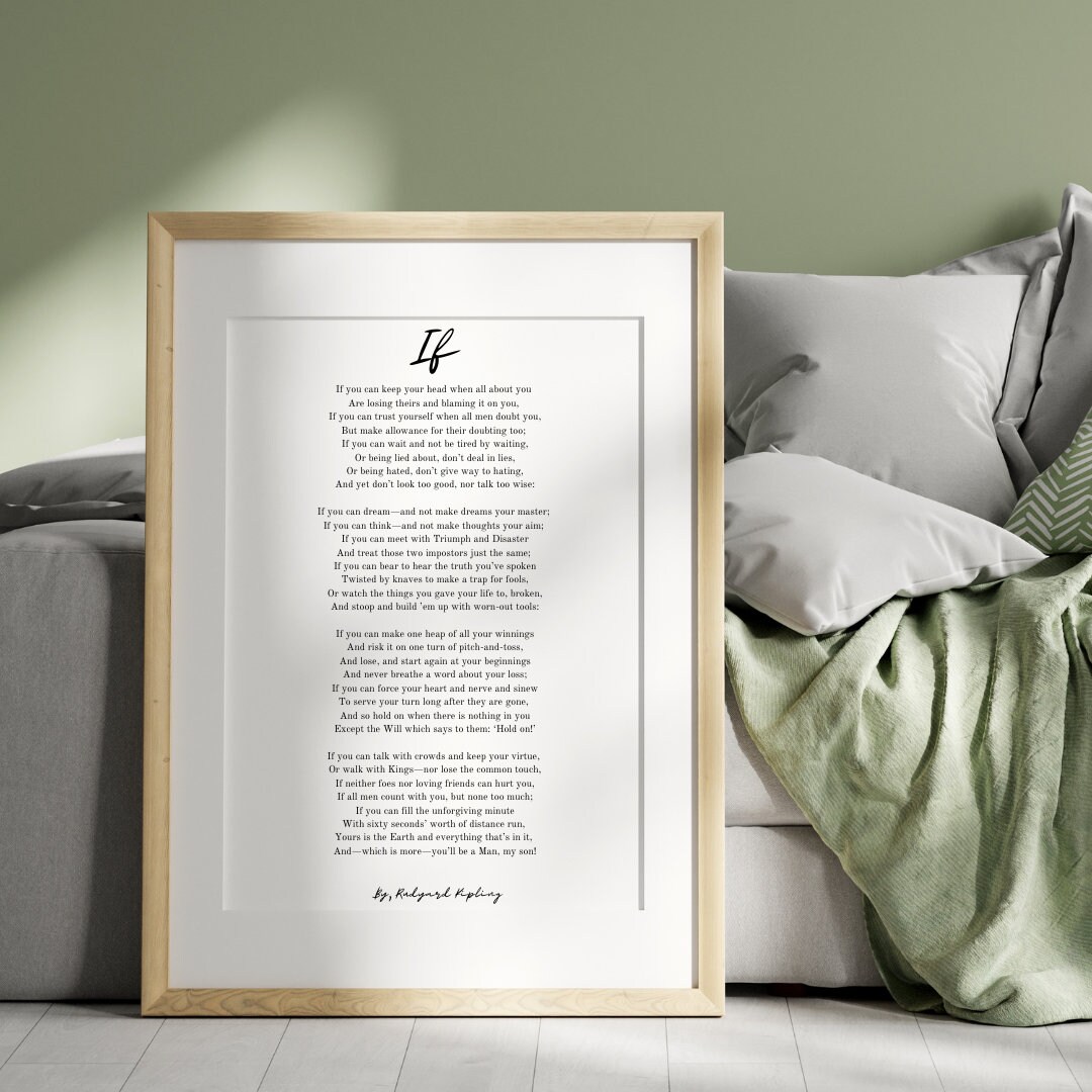 If Poem Print by Rudyard Kipling, If Printable Poster Minimalist Font ...