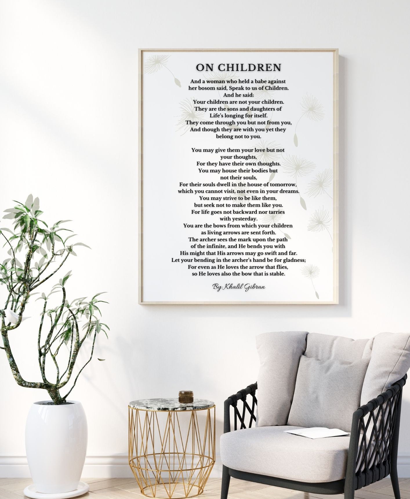 On Children Kahlil Gibran Poem, on Children Poem, Baby Shower Gift, Mom ...