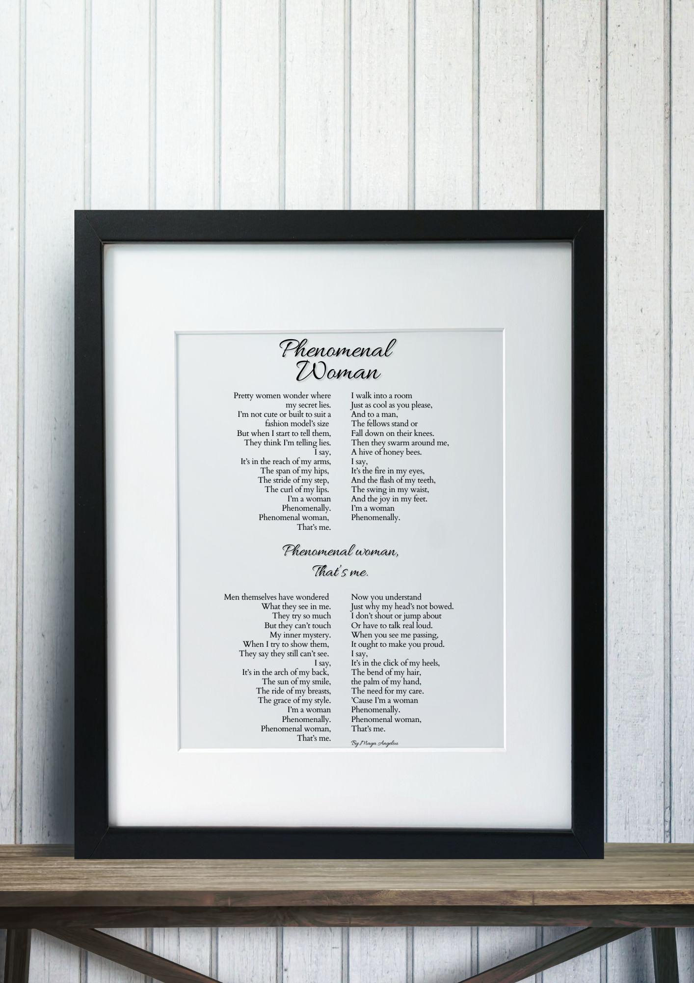Phenomenal Woman Poem by Maya Angelou Printable Female Empowerment Phenomenal Woman Poem by Maya Angelou Printable Female Empowerment