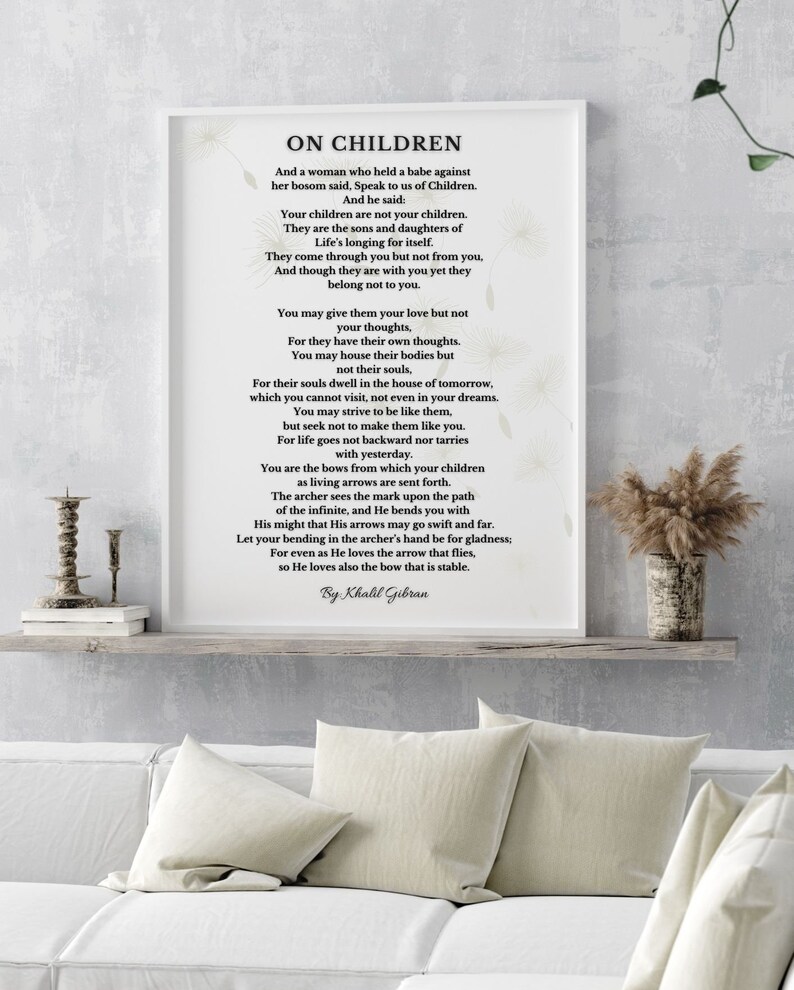 On Children Kahlil Gibran Poem, on Children Poem, Baby Shower Gift, Mom ...