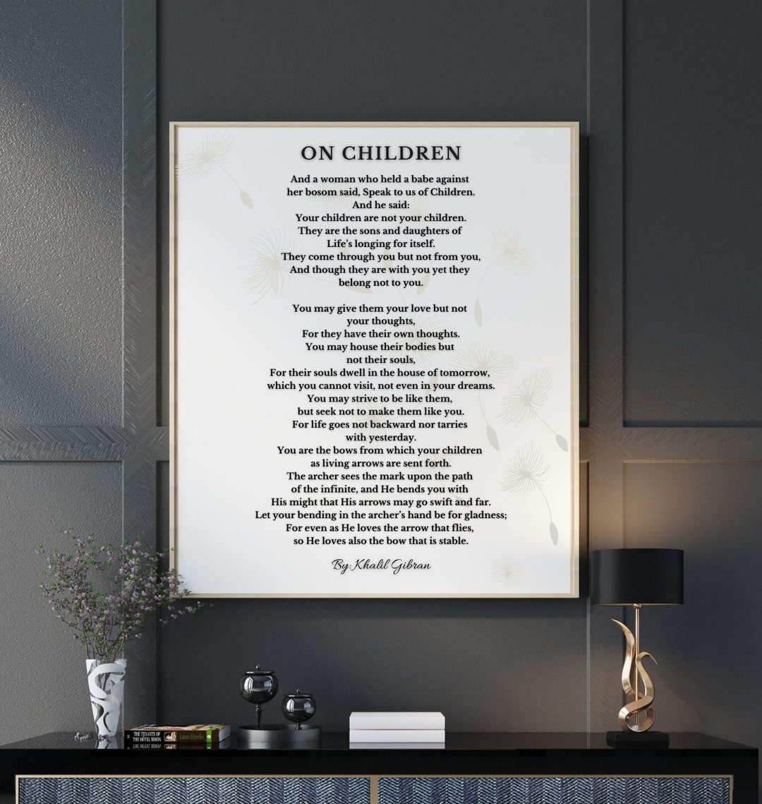 On Children Kahlil Gibran Poem, on Children Poem, Baby Shower Gift, Mom ...