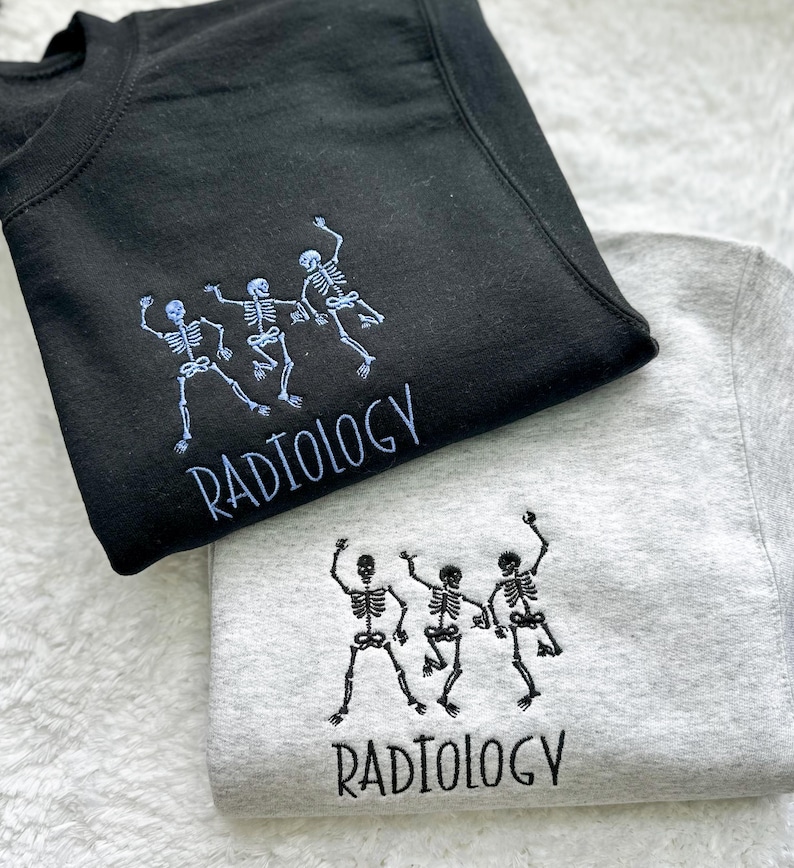Embroidered Skeletons Radiology Sweatshirt - Rad Tech Crewneck zdjęcie 1