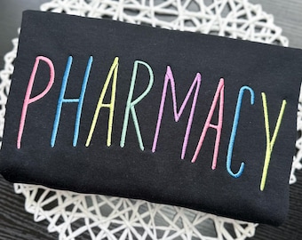 Pharmacy Embroidered Crewneck Sweatshirt: Pharmacist Gift
