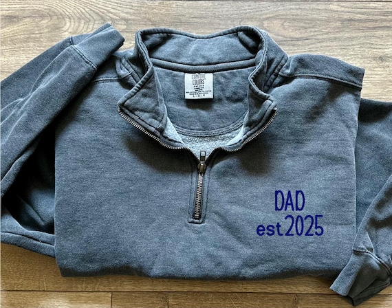 Personalized New Dad Quarter-zip Sweatshirt With Year