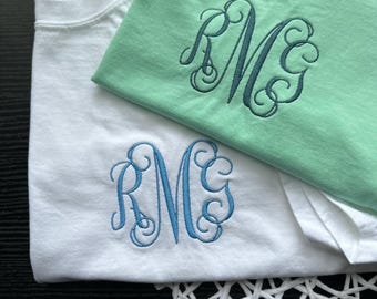 Embroidered Monogram Comfort Colors T-Shirt: Personalized T-Shirt