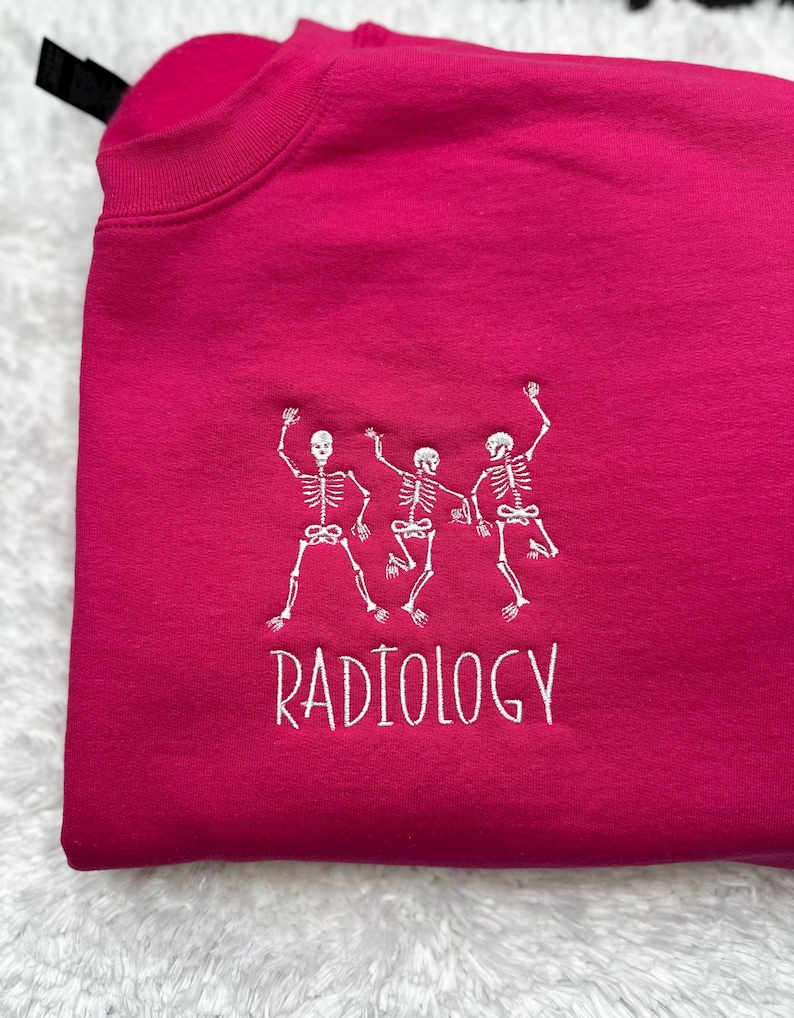 Embroidered Skeletons Radiology Sweatshirt - Rad Tech Crewneck zdjęcie 7