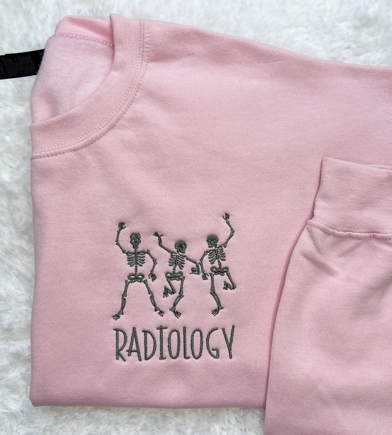 Embroidered Skeletons Radiology Sweatshirt - Rad Tech Crewneck zdjęcie 6