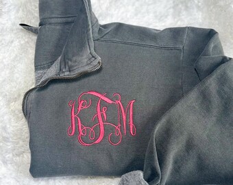 Monogrammed Quarter Zip Comfort Colors Sweatshirt