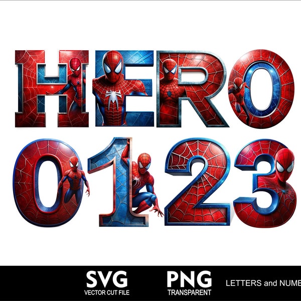 Superhero Alphabet Svg Spider  Letters and Numbers Hero Alphabet Png Superhero Font Spider Hero Letters Hero Characters SVG PNG