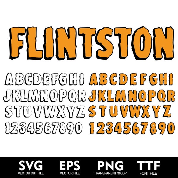 Flint-Ston Font SVG Flint Svg Cartoon Flint-Stone Font Stones Letters Flint Layered font Cricut Svg Png TTF Font