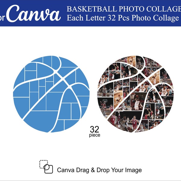 Basketball Photo Collage 32 Pcs inside Photo Collage Canva Sport Collage Photo Basketball Collage Canva Template