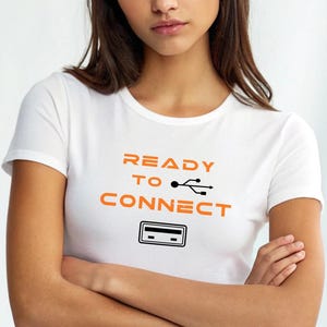 Ready to Connect USB Port Women's Graphic Unisex Cotton Shirt - Matching Couple Set