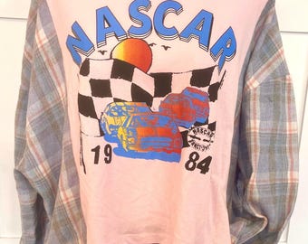 NASCAR graphic T with added flannel