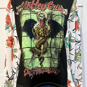 Renewed Motley Crue graphic T with floral flowy sleeves
