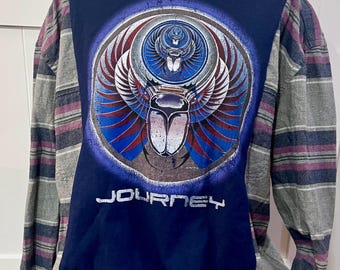 Journey graphic T with added flannel sleeves