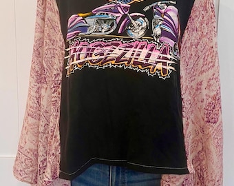 Harley Davidson graphic shirt with added flowy sleeves