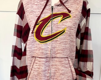Cleveland Cavaliers zip hoodie with flannel sleeves